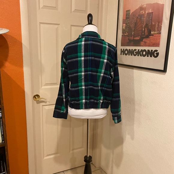 Green plaid flannel half zip - Picture 3 of 9
